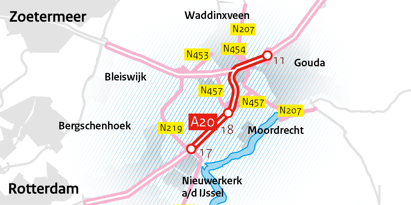 traject A20 Nieuwerkerk aan den IJssel - Gouda